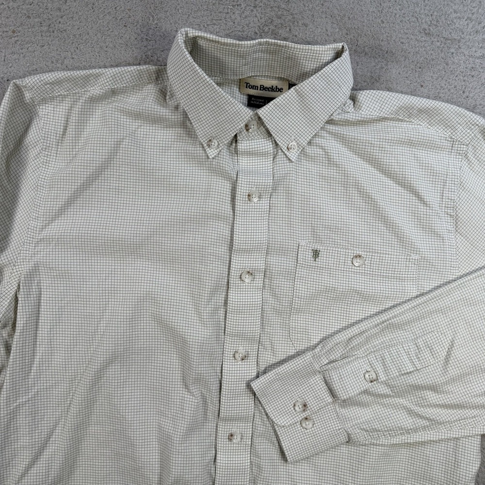 Tom Beckbe Shirt Mens Medium White Check Long Sleeve Button Down Pocket Alabama